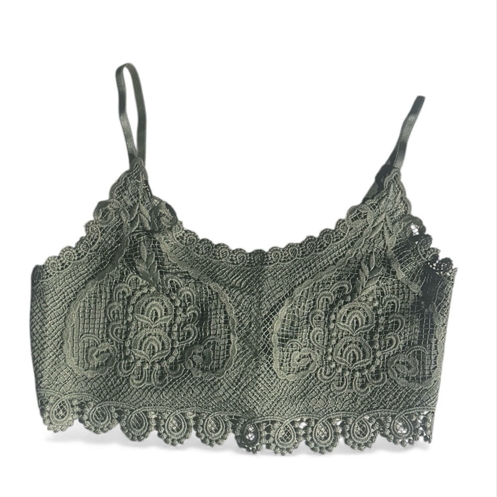 TOPSHOP Sage Green Crochet Lace Bralette Sz 2